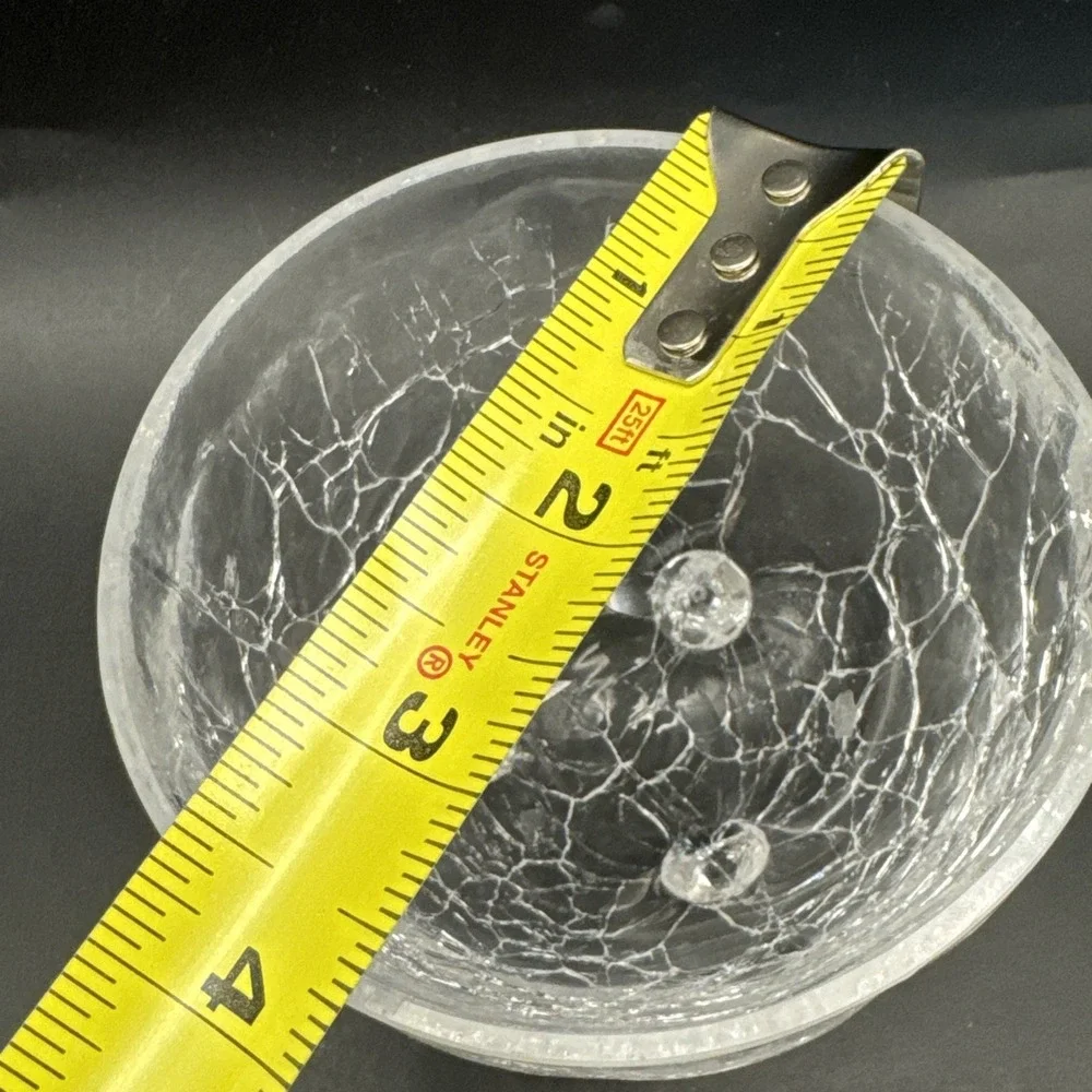 Clear Crackle Broken Glass 3 Footed Bowl 3.0